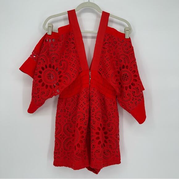 Alice McCall Tomato Red Cold Shoulder Jumpsuit Size 4 - Picture 2 of 5